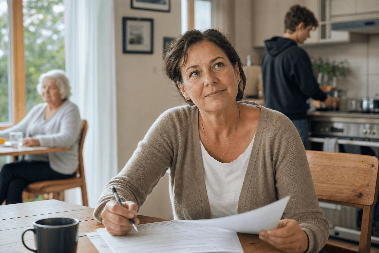 Pflegende Person informiert sich über AHV-Betreuungsgutschrift
