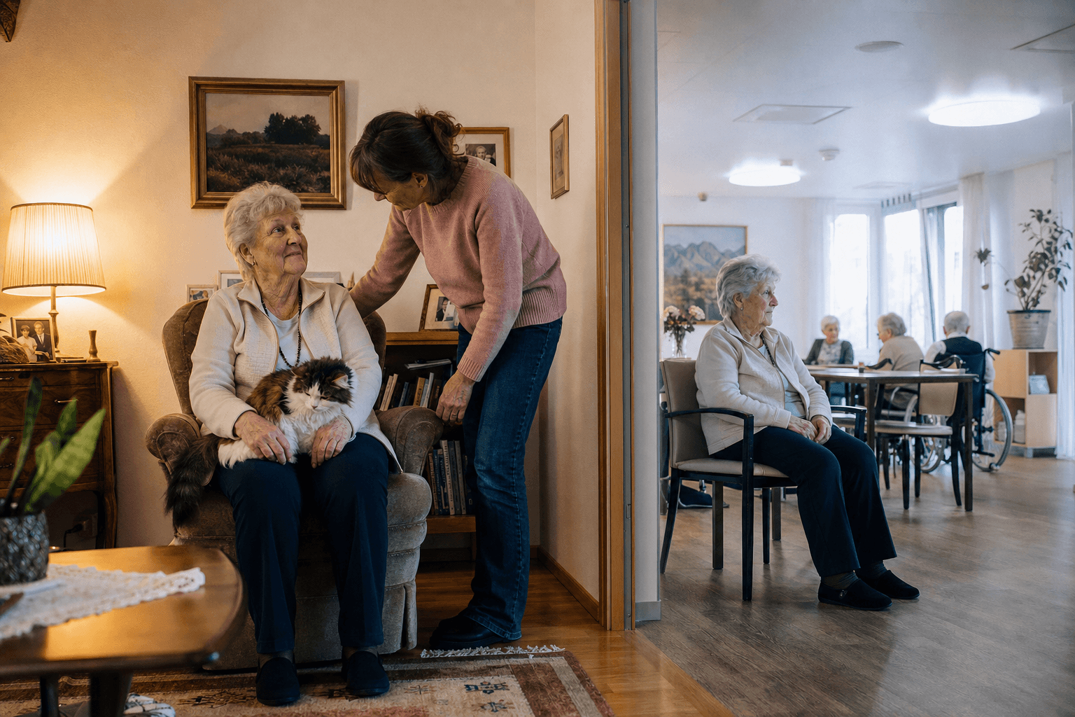 Gegenüberstellung: häusliche Pflege und Pflegeheim